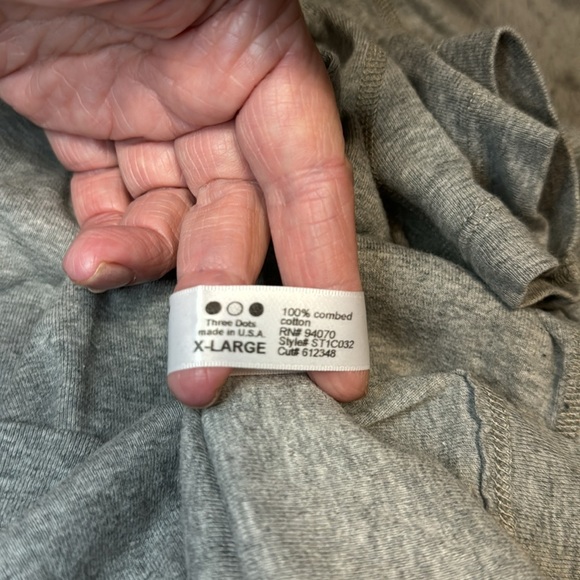 Three Dots Gray Tee Cut Out Neck Short Sleeves - Picture 8 of 8